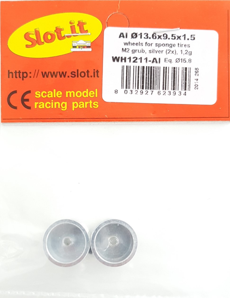 SI-W13609515A - Aluminium 13.6x9.5x1.5 Hubs for Sponge tyres M2 grub, Silver (2) - Image 2