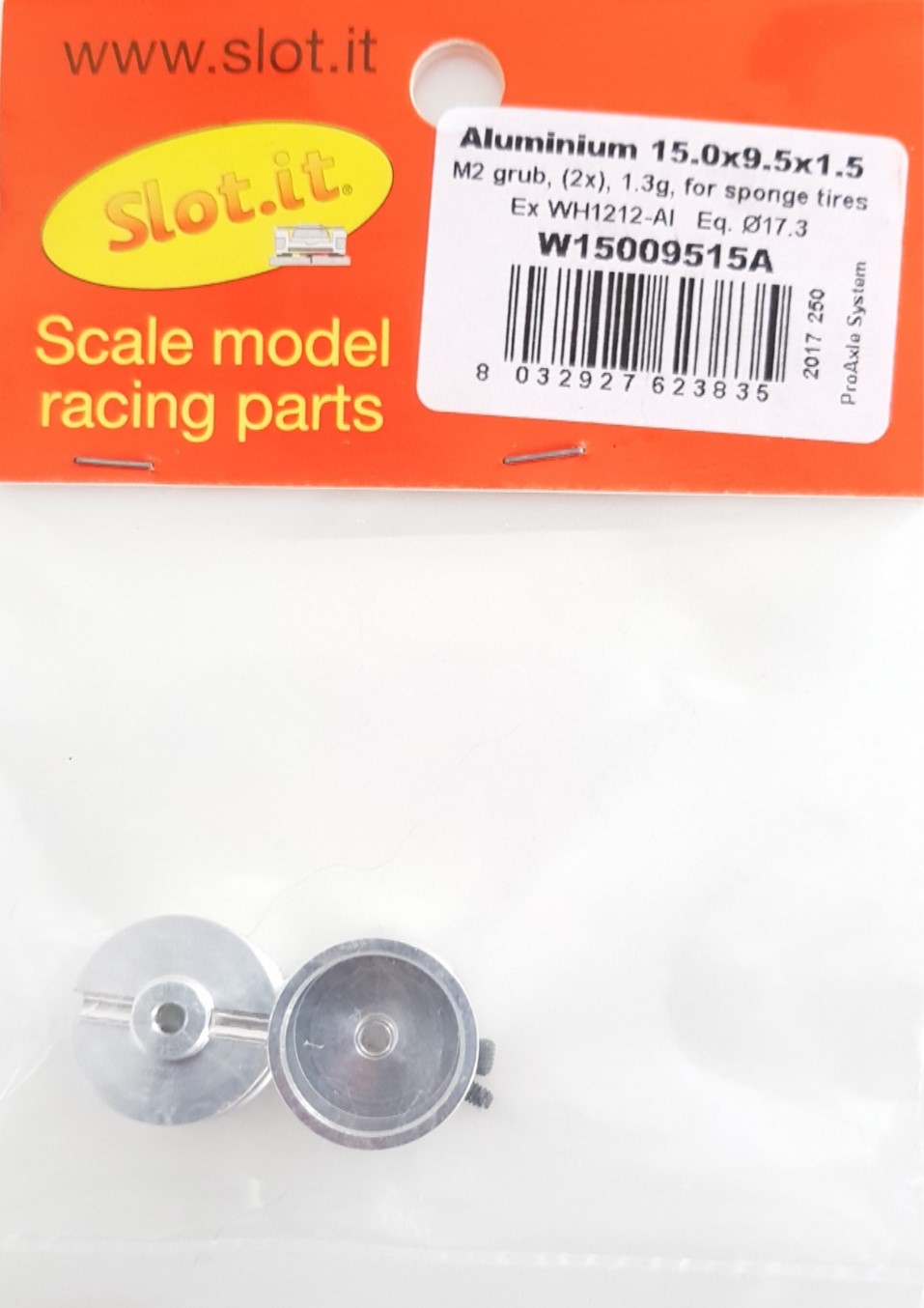 SI-W15009515A - Aluminium 15.0x9.5x1.5 Hubs for Sponge tyres M2 grub, Silver (2) - Image 3