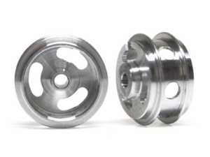SI-W15808215AH- Aluminum wheels Ø15.8 x 8.2 x 1.5mm, hollow double shoulder with holed channel, 1g, M2 grub (2x)