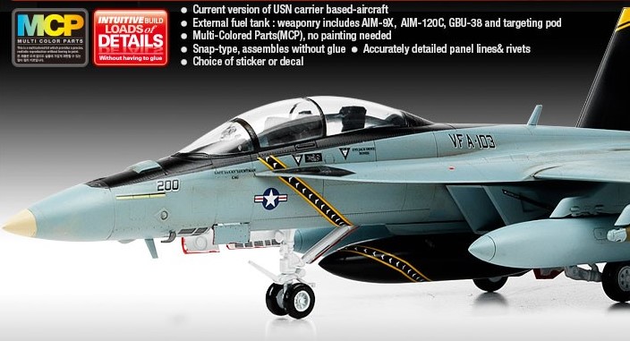 ACA12535 - 1:72 USN F/A-18F "VFA-103 Jolly Rogers" (Multi Color Parts) - Image 5