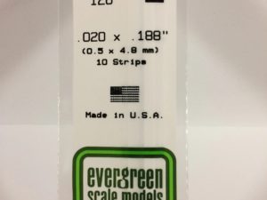 EVE0128 - 35cm x 0.50 x 4.80mm Opaque White Polystyrene Strip (10 Strips)