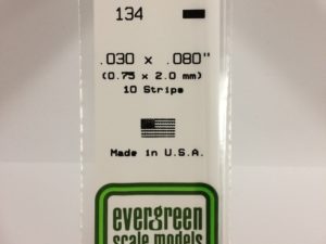 EVE0134 - 35cm x 0.75 x 2.00mm Opaque White Polystyrene Strip (10 Strips)