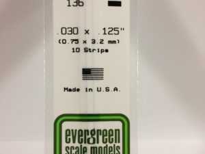 EVE0136 - 35cm x 0.75 x 3.20mm Opaque White Polystyrene Strip (10 Strips)
