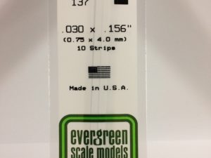 EVE0137 - 35cm x 0.75 x 4.00mm Opaque White Polystyrene Strip (10 Strips)