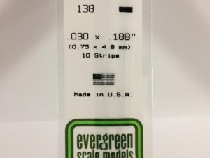 EVE0138 - 35cm x 0.75 x 4.80mm Opaque White Polystyrene Strip (10 Strips)