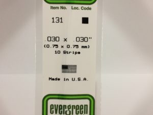 EVE0131 - 35cm x 0.75 x 0.75mm Opaque White Polystyrene Strip (10 Strips)