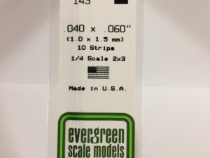 EVE0143 - 35cm x 1.00 x 1.50mm Opaque White Polystyrene Strip (10 Strips)