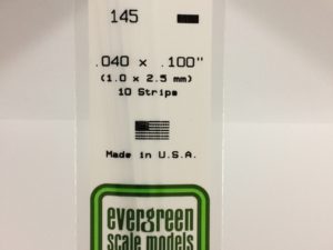 EVE0145 - 35cm x 1.00 x 2.50mm Opaque White Polystyrene Strip (10 Strips)
