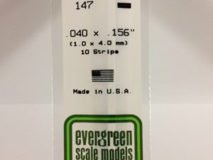 EVE0147 - 35cm x 1.00 x 4.00mm Opaque White Polystyrene Strip (10 Strips)