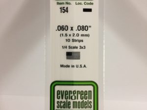 EVE0154 - 35cm x 1.50 x 2.00mm Opaque White Polystyrene Strip (10 Strips)