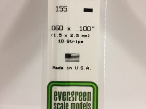 EVE0155 - 35cm x 1.50 x 2.50mm Opaque White Polystyrene Strip (10 Strips)