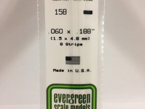 EVE0158 - 35cm x 1.50 x 4.80mm Opaque White Polystyrene Strip (9 Strips)