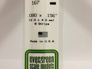 EVE0167 - 35cm x 2.00 x 4.00mm Opaque White Polystyrene Strip (8 Strips)