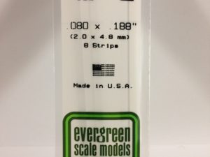EVE0168 - 35cm x 2.00 x 4.80mm Opaque White Polystyrene Strip (8 Strips)