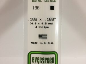 EVE0196 - 35cm x 4.80 x 4.80mm Opaque White Polystyrene Strip (4 Strips)