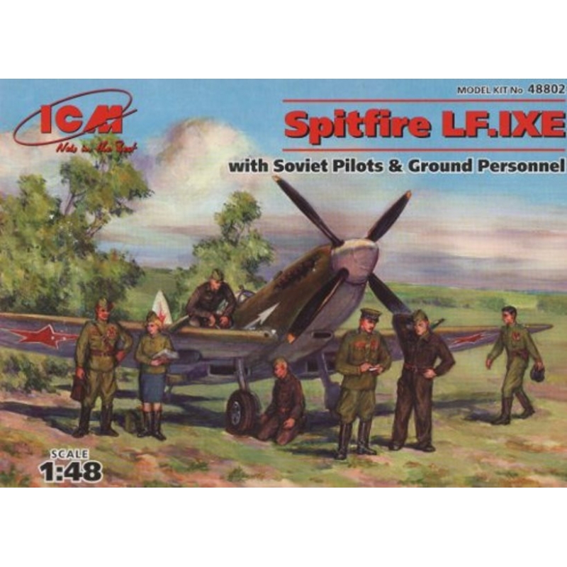 ICM48802 - 1:48 Spitfire LF.IXE with Soviet Pilots and Ground Personnel