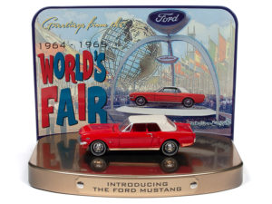 JLDR012-1 - 1:64 1964 1/2 Ford Mustang - Red (Tin Diorama - World Fair Introducing The Ford Mustang)