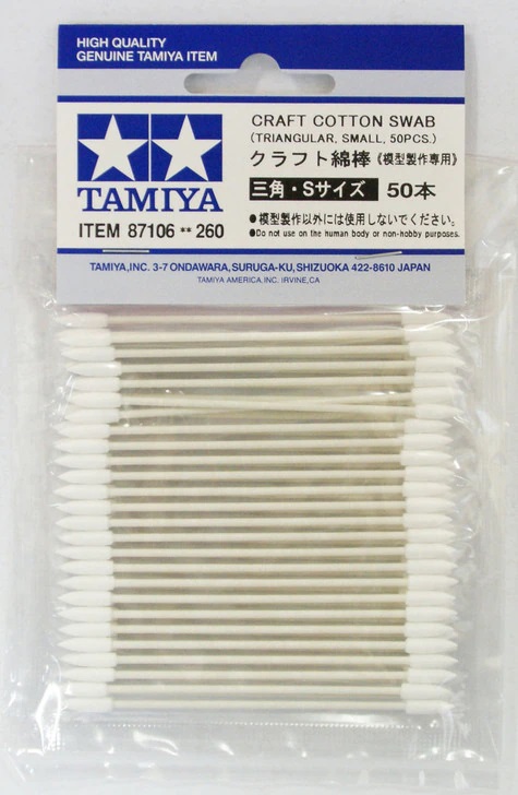 Tam87106 - Tamiya Craft Cotton Swab (Triangular, Small, 50pcs.)
