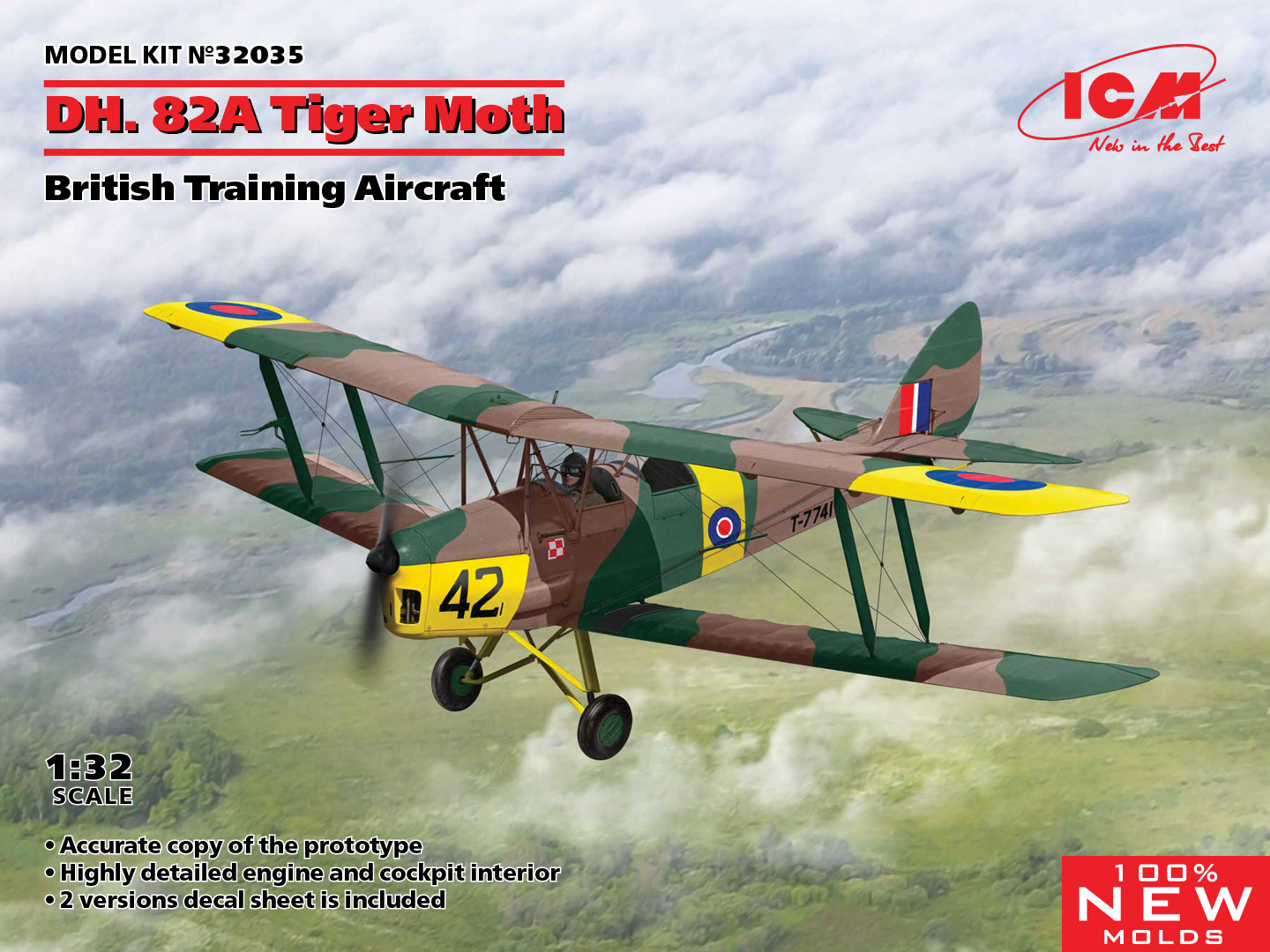 ICM32035 - 1:32 DH. 82A Tiger Moth British Training Aircraft