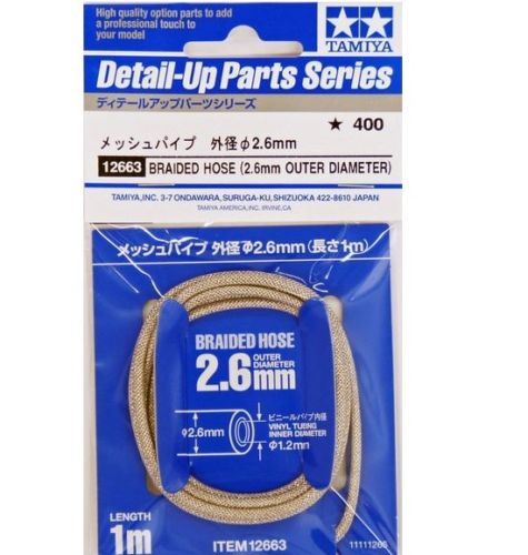 Tam12663 – Tamiya Detail up Parts - Braided Hose - 2.6 mm Outer Diameter
