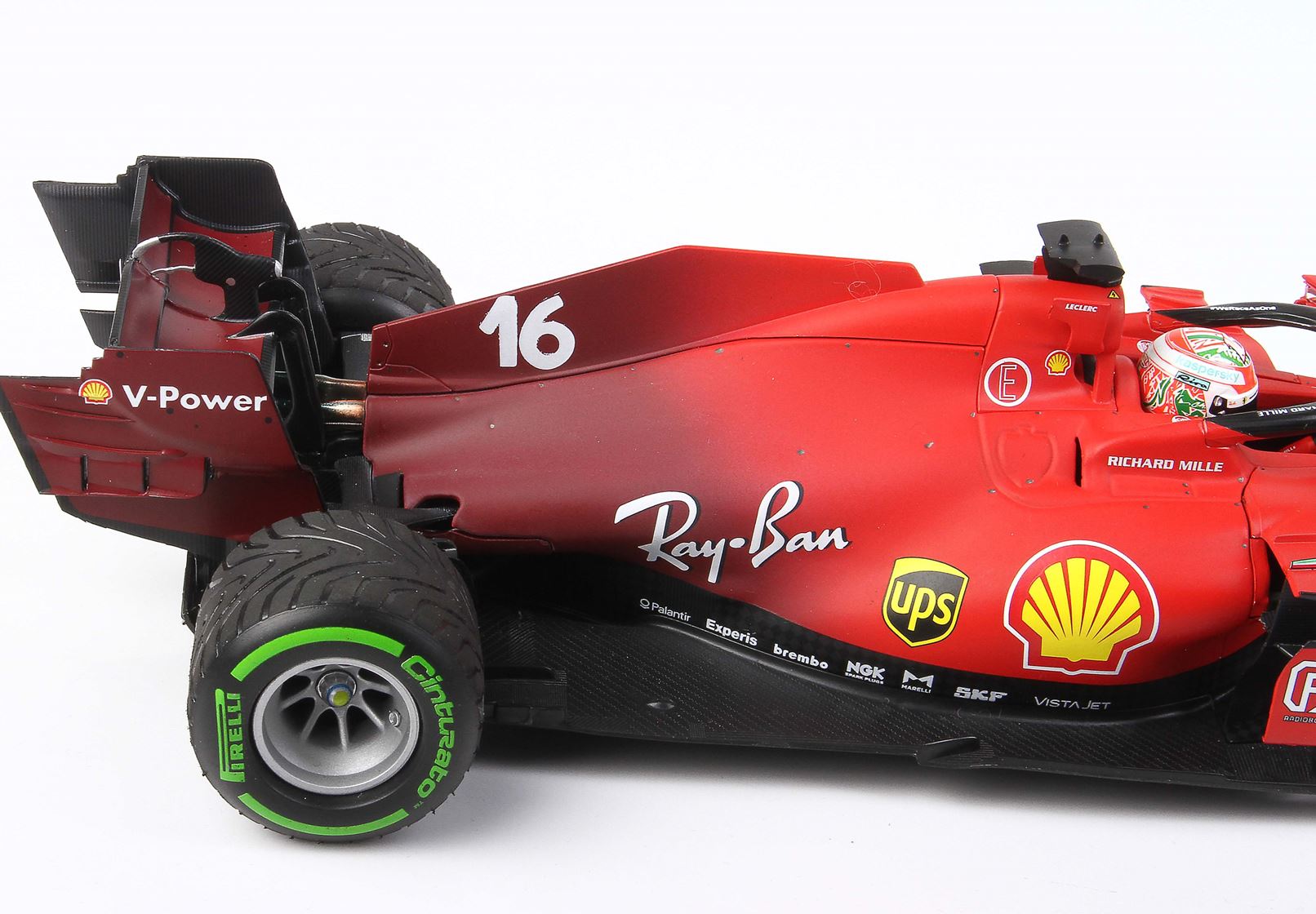 BBurago Ferrari F1 SF21 2021 Leclerc 1/18 - Voiture Modèle Réduit Avec Casque