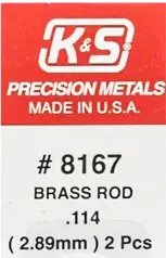 KS8167 - Round Brass Rod - 0.114" 2.89mm ∅D x 300mm Long - 2 Pcs