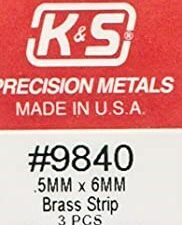 KS9840 - Brass Strip  - 0.5mm Thick x 6mm Wide (300mm) 3 Pcs
