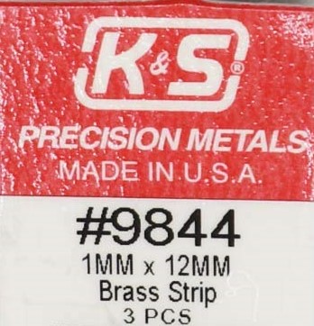 KS9844 - Brass Strip - 1.0mm Thick x 12mm Wide (300mm) 3 Pcs