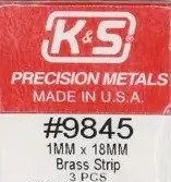 KS9845 - Brass Strip  - 1.0mm Thick x 18mm Wide (300mm) 3 Pcs