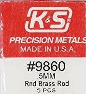 KS9860 - Round Brass Rod  - 0.5mm ∅D (300mm) 5 Pcs