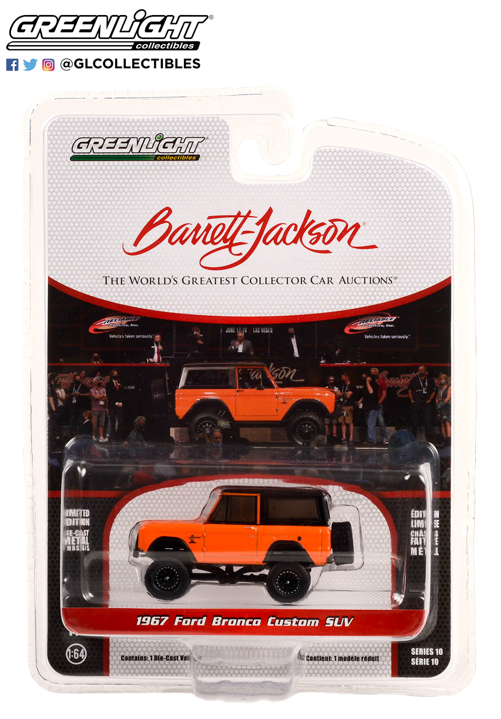 GL37260C - 1:64 1967 Ford Bronco Custom (Lot #1267) - Custom Orange with Black Top - Image 4