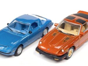 JLPK014-B - 1:64 1982 Mazda RX-7 - Blue & 1981 Datsun 280ZX - Orange