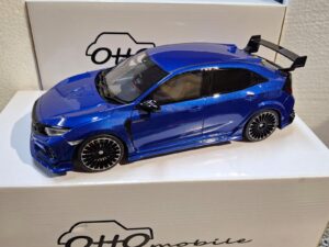 OT987 - Otto-Mobile 1:18 Honda Civic FK8 Type R Mugen Brilliant Sporty Blue Metallic (BT) 2020 (25cm Long Sealed Resin Model)