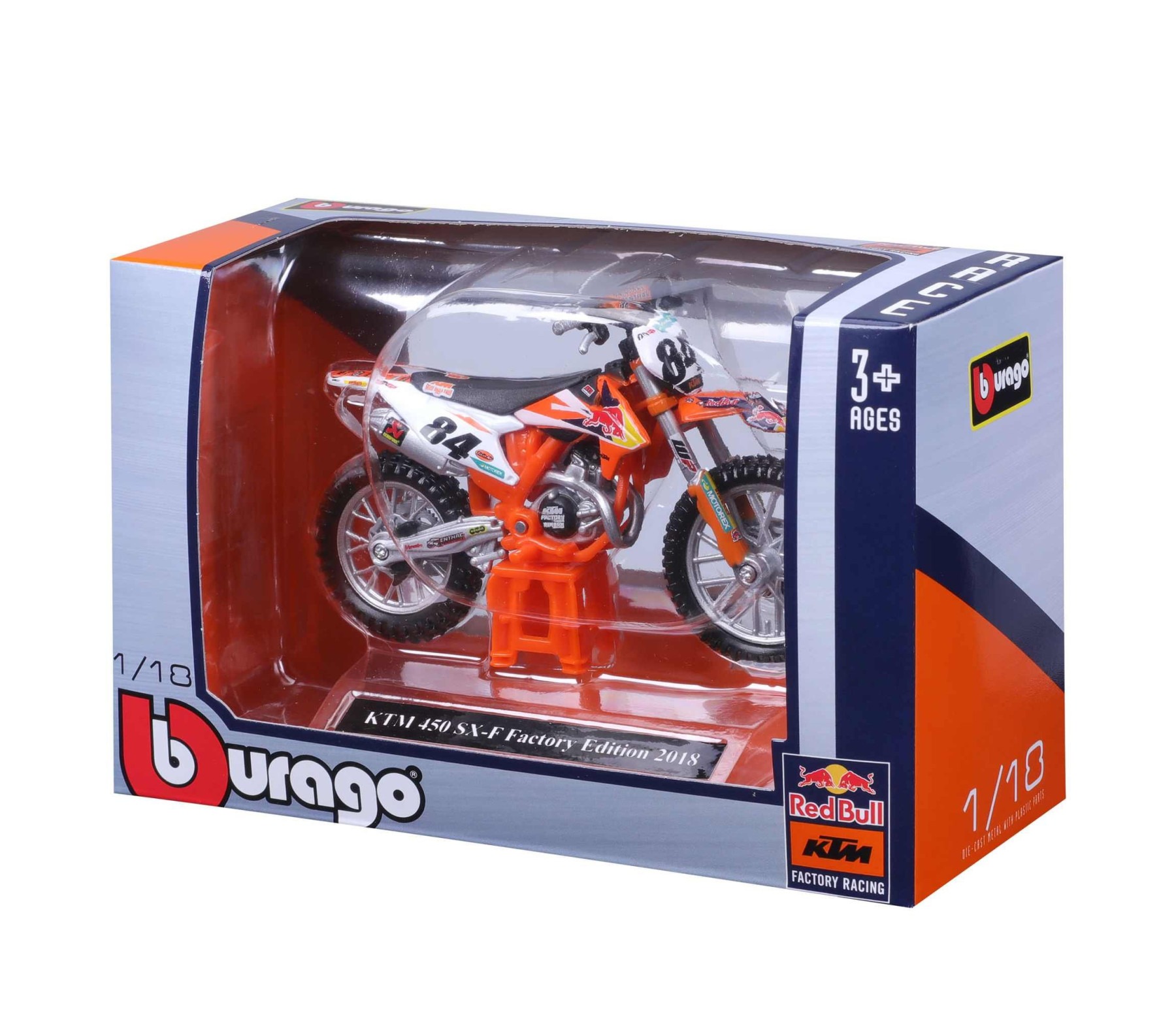 Bur18-51081 - 1:18 KTM 450 SX-F Factory Edition 2018 (12cm Long) - Image 2