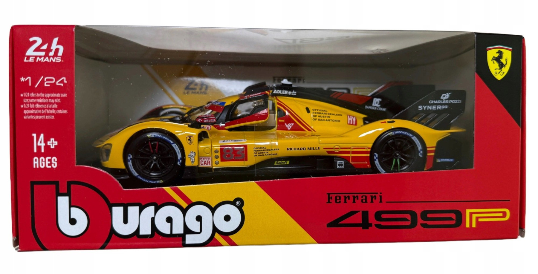 Bur18-26313 - Bburago 1:24 Ferrari 499P LM Hypercar #83 Le Mans 2024 (20cm Long) - Image 3