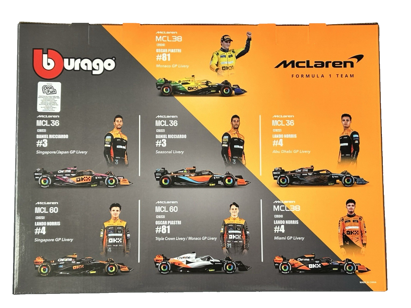 Bur18-38169 - Bburago 1:43 McLaren F1 Delux Gift Box Set and Stand with 7 x Formula 1 Cars (Car sizes 13cm Long) - Image 2