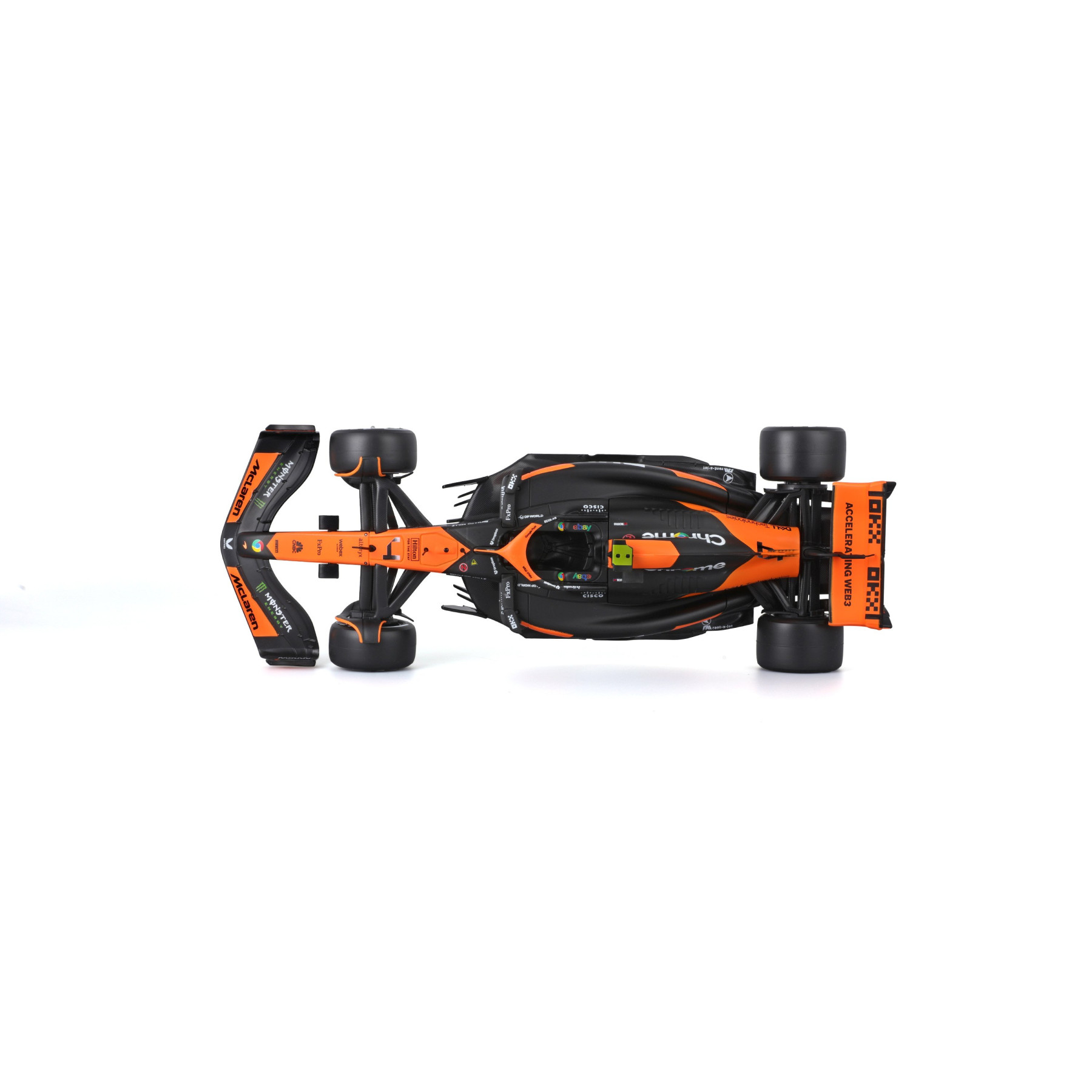 Bur18-28040 - Bburago - 1:24 McLaren F1 MCL38 2024 with Driver figurine #4 L.Norris (23cm long) - Image 2
