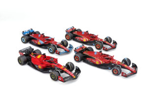 Bur18-36848 - Bburago 1:43 Ferrari F1 #16 Charles Leclerc - 4-Pack Set (13cm Long)