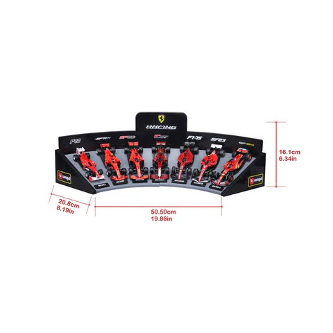 Bur18-36864 - Bburago 1:43 Ferrari F1 Team Delux Gift Box Set and Stand with 7 x Formula 1 Cars (Car sizes 13cm Long) - Image 3