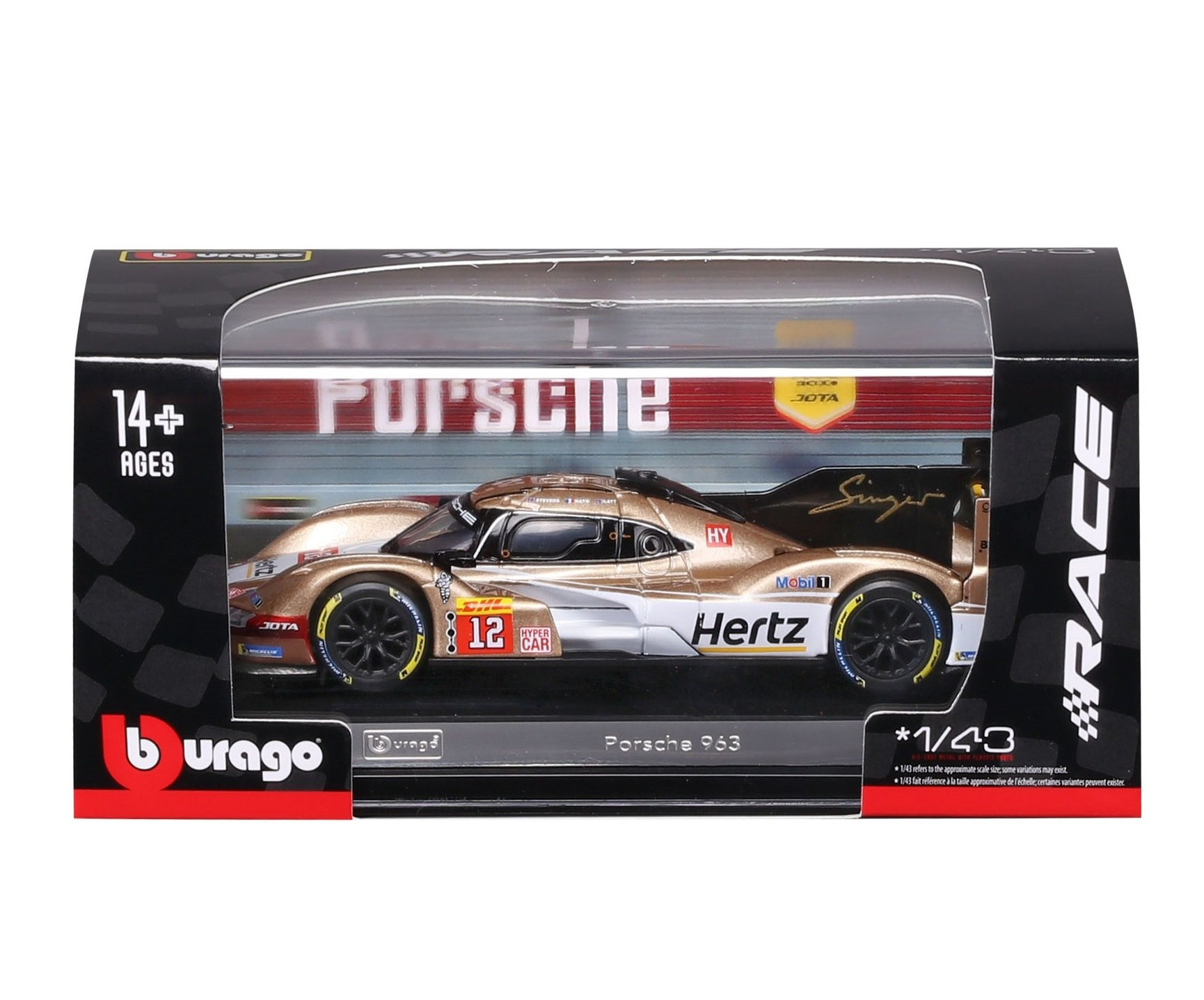 Bur18-38317 - Bburago 1:43 Porsche Team Hertz Jota 963 LMH #12 (with collectors hard case) (12cm Long) - Image 3