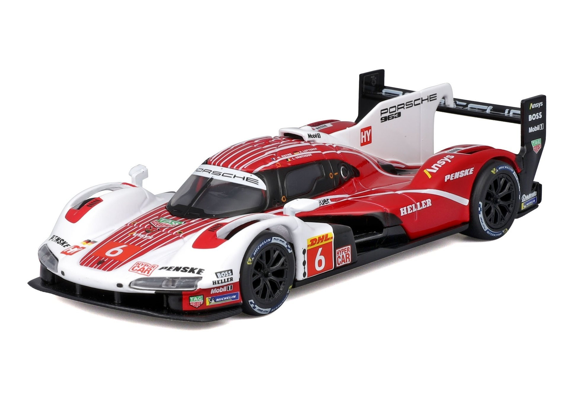 Bur18-38319 - Bburago 1:43 Porsche Penske Motorsport 963 LMH #6(with collectors hard case) (12cm Long)