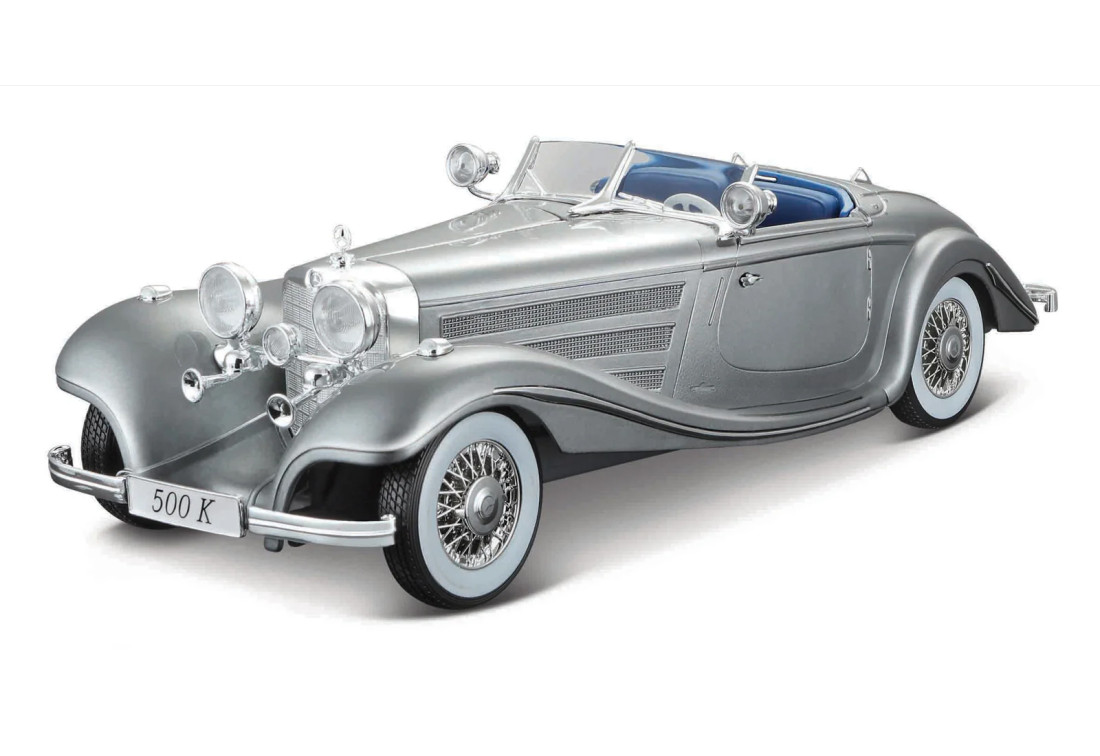 Mai36862 - 1:18 1936 Mercedes-Benz 500K Typ Specialroadster - Metallic Grey (27cm long)