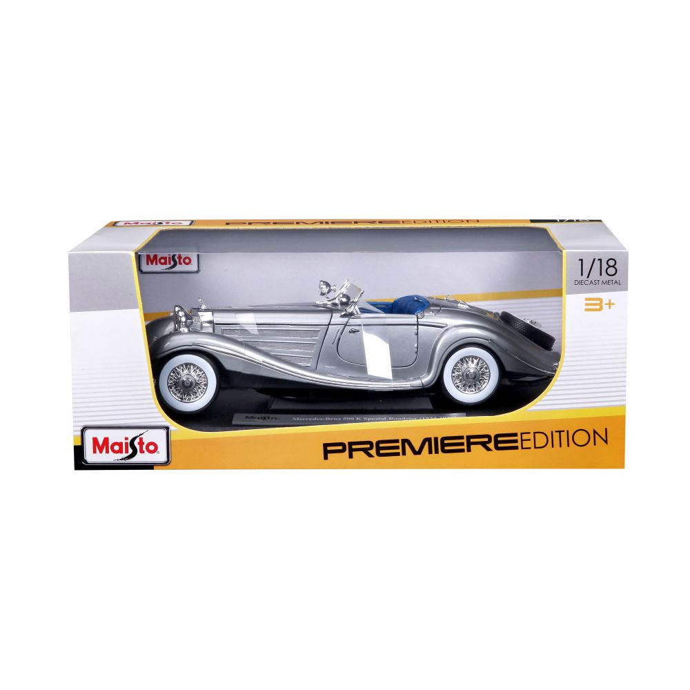 Mai36862 - 1:18 1936 Mercedes-Benz 500K Typ Specialroadster - Metallic Grey (27cm long) - Image 6