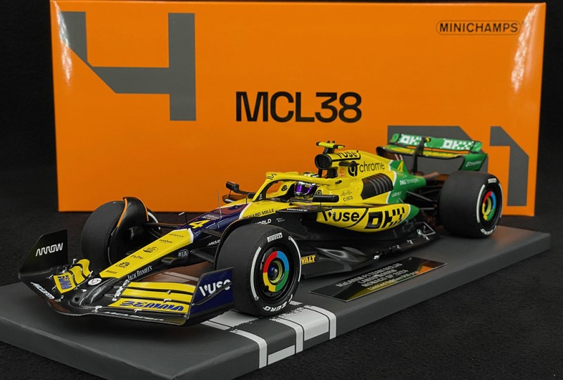 PMA537242604 – Minichamps 1:18 McLaren F1 Team MCL38 #4 Lando Norris - Monaco GP 2024 (31cm Long Resin Model)