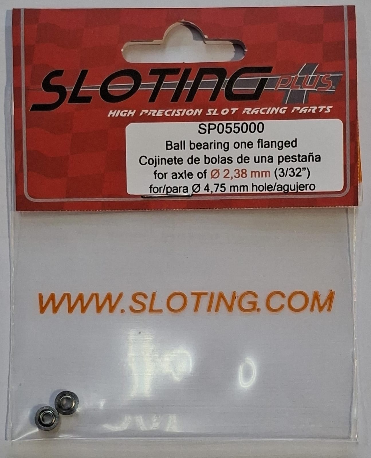 SP055000 - Sloting Plus - Ball Bearing One Flanged for axle 2.38 mm (3/32'') (2 Pcs) - Image 2