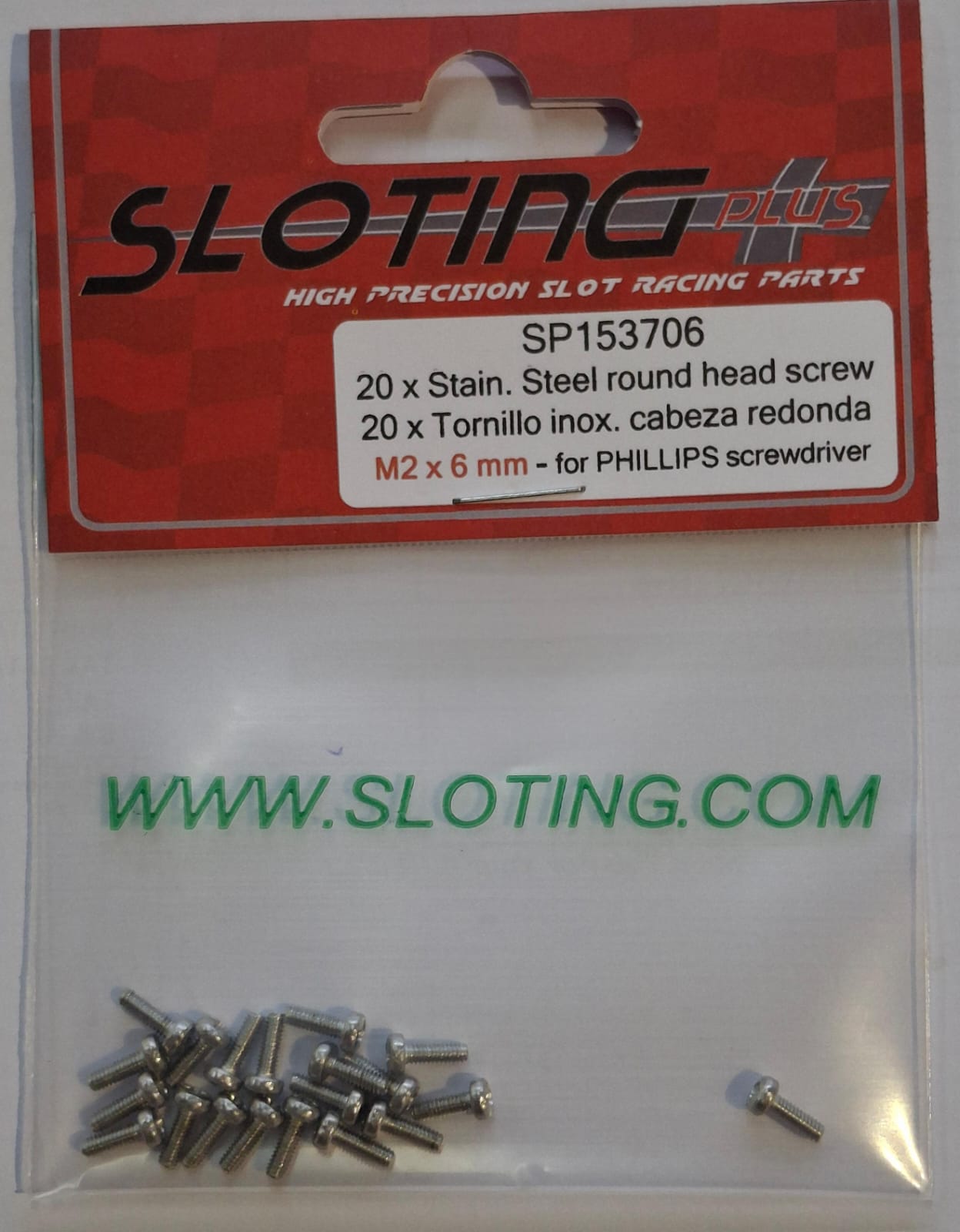 SP152706 - Sloting Plus - Stainless Steel Round Head Screw M2 x 6mm (x20) for Phillips Screwdriver - Image 2